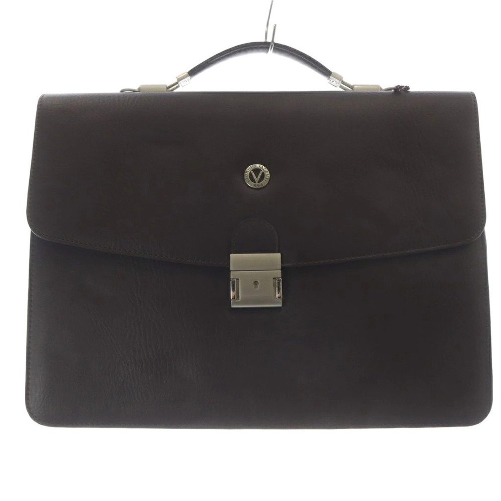 Valentino Briefcase Leather Shoulder Bag Brown